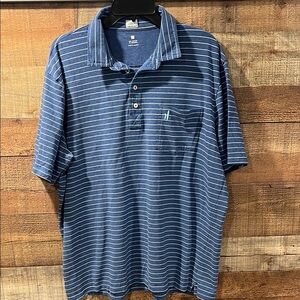 johnnie-O Hangin' Out blue Striped Polo Shirt men's XXL